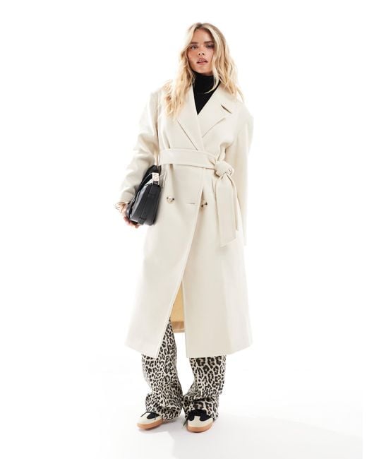 Miss Selfridge White Belted Wrap Formal Coat