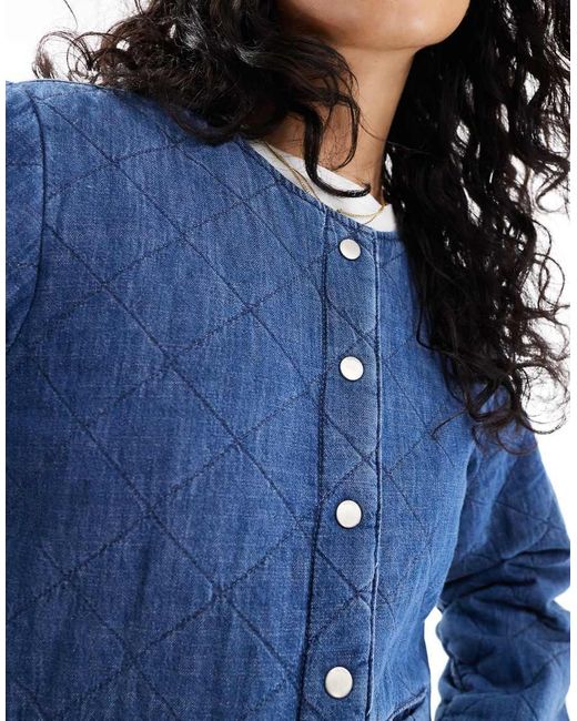 ONLY Blue Quilted Denim Jacket