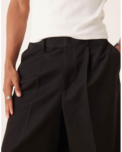 Pantaloncini Bermuda Eleganti Oversize Neri Con Pieghe Sul Davanti di ASOS in Natural da Uomo