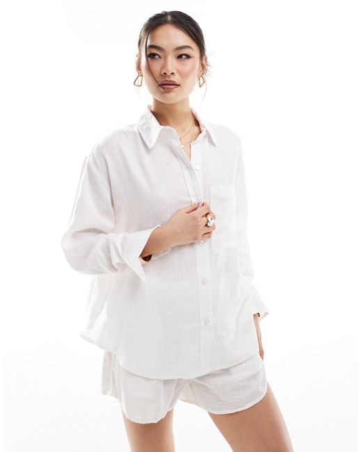 Abercrombie & Fitch White Linen Blend Shirt