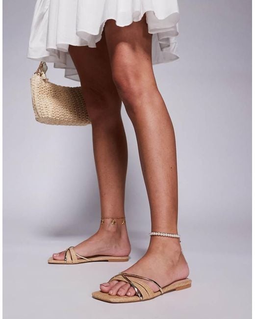 SIMMI Brown Simmi London Saffy Wide Fit Square Toe Flat Sandals