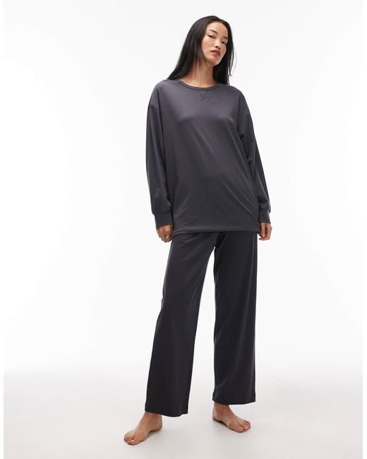 ARKET Blue – mix and match – langärmliges pyjamaoberteil aus weicher, reiner baumwolle