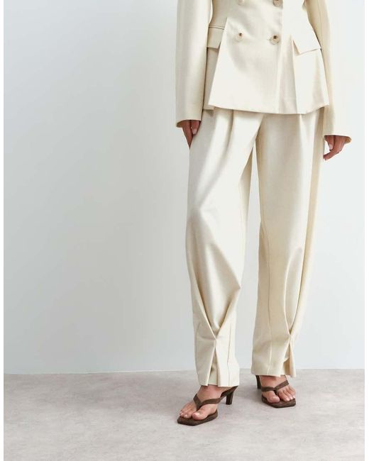 ARRANGE White Tapered Fold Detail Tailored Pants