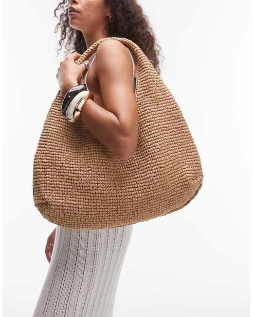 & Other Stories Brown Straw Round Shoulder Bag