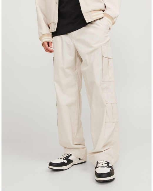 Jack & Jones White Loose Fit Trouser With Double Pocket for men