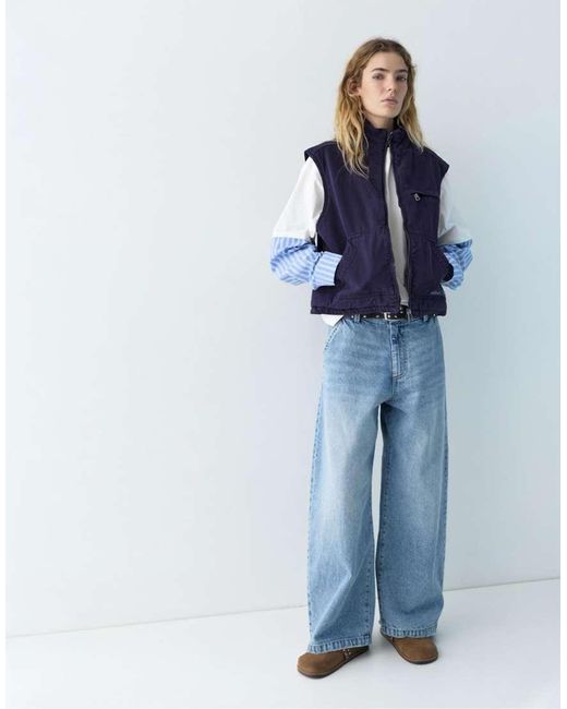 Pull&Bear Blue Quilted Gilet