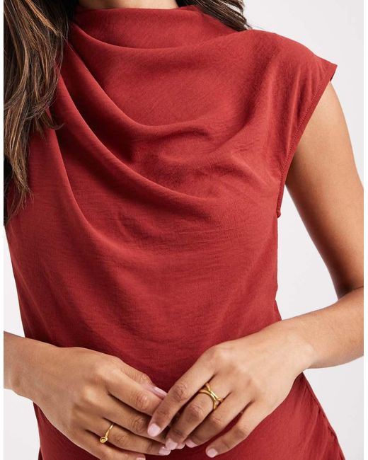 Vestido Midi Color Óxido Con Cuello Subido Drapeado De Asos Design Maternity ASOS de color Red