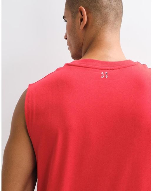 4505 Red Icon Cotton Oversized Pump Training Tank With Quick Dry Finish for men