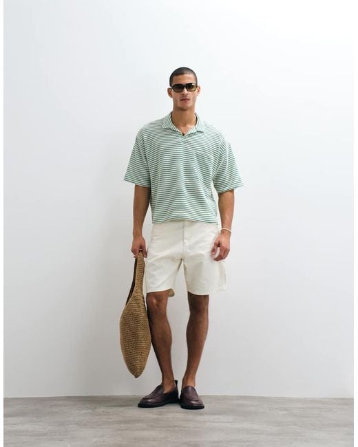 Reclaimed Vintage Blue Striped Polo for men