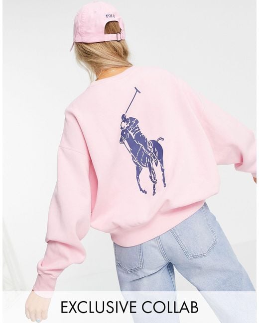 Polo Ralph Lauren X asos – exclusive collab – pullover mit logoprint auf  dem rücken in Pink
