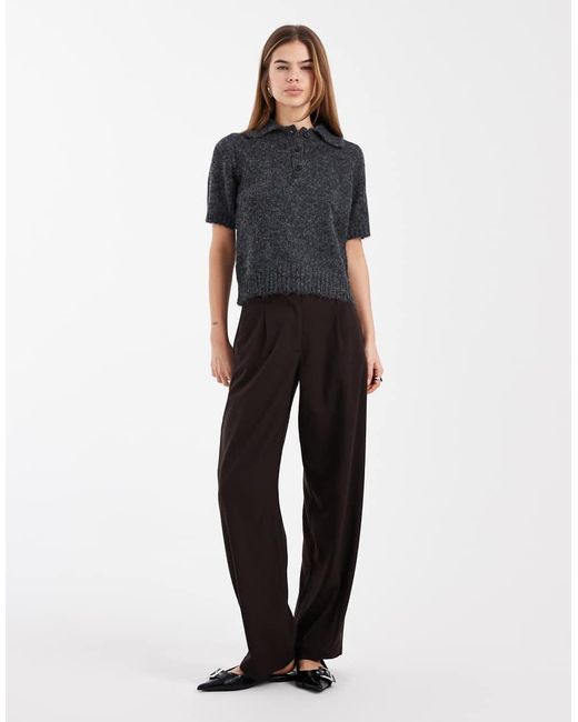New Look Gray Knitted Polo T-shirt