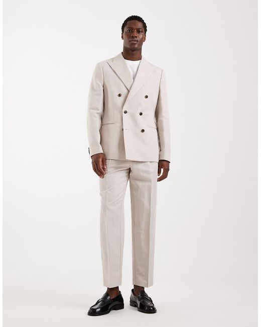 ASOS Natural Slim Linen Rich Suit Jacket for men