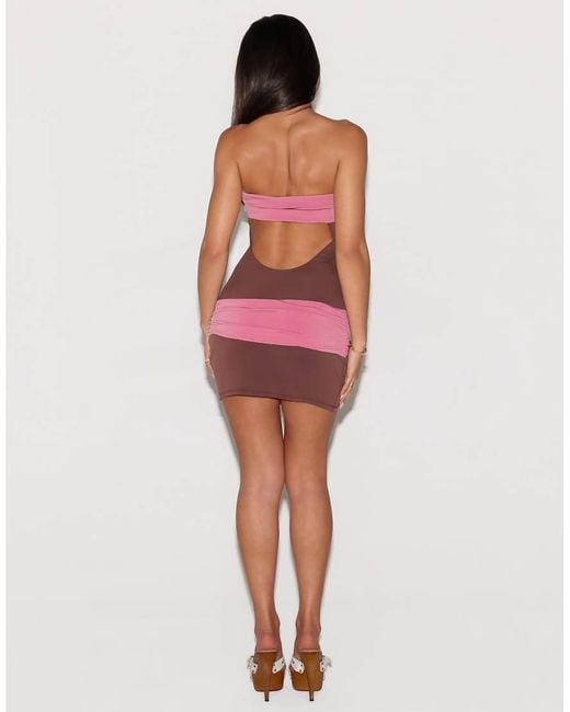 Tiger Mist Red Eos Bandeau Open Back Hardware Detail Mini Dress