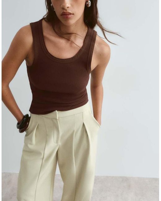 ARRANGE Natural Pleat Barrel Leg Tailored Pants