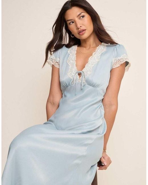 Nobody's Child Natural Lace Trim Aida Midi Dress