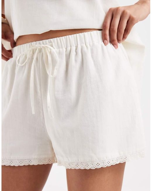 ASOS White Cotton Pull On Lace Trim Shorts