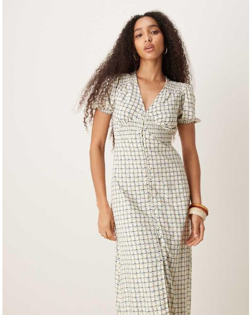 Vestido De Tarde Midi Blanco Con Estampado De Florecitas Lucinda De Nobody's Child de color Natural