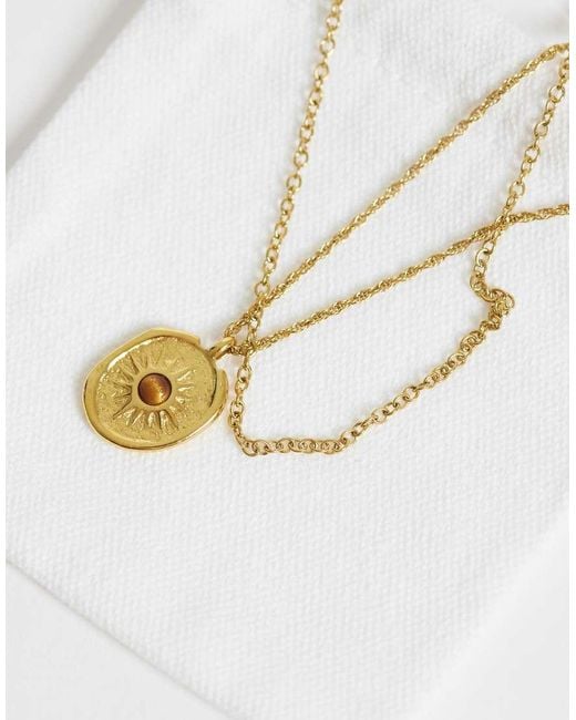 ASOS White Waterproof Stainless Steel 2 Pack Ball Chain Oval Sun Pendant Necklace for men