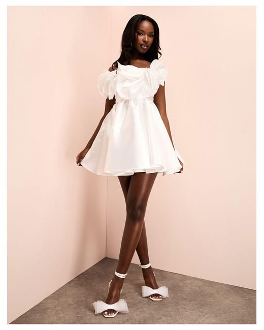 ASOS Natural Bandeau Ruffle Wired Corsage Mini Dress