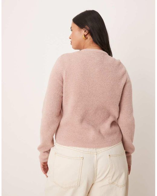 ASOS Pink Asos Design Curve Crew Neck Micro Cardigan