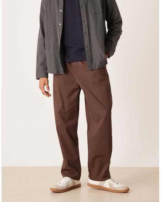 ASOS Brown Relaxed Tapered Chinos for men