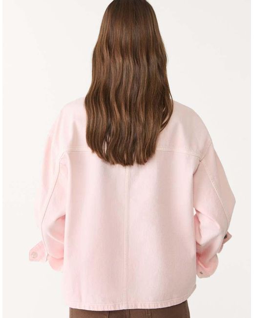 Stradivarius Pink Twill Jacket With Pockets