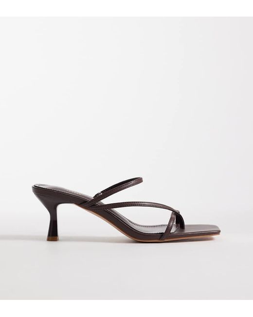 SIMMI Brown Simmi London Wide Fit Jenny Kitten Heel Mule Sandals