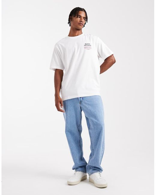 T-Shirt Comoda Bianca Con Stampa "Slice N Easy" Sul Retro di Only & Sons in White da Uomo