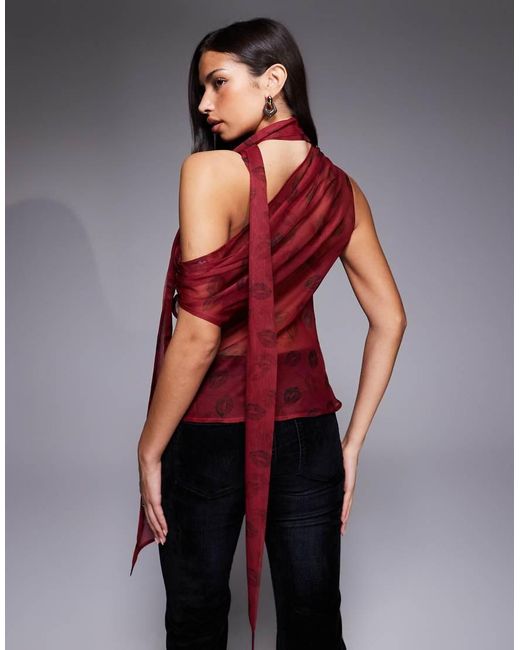 ASOS Red Scarf Detail Chiffon Cami