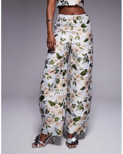 ASOS Multicolor – jacquard-hose mit blumenmuster und weitem, abgerundetem bein, kombiteil