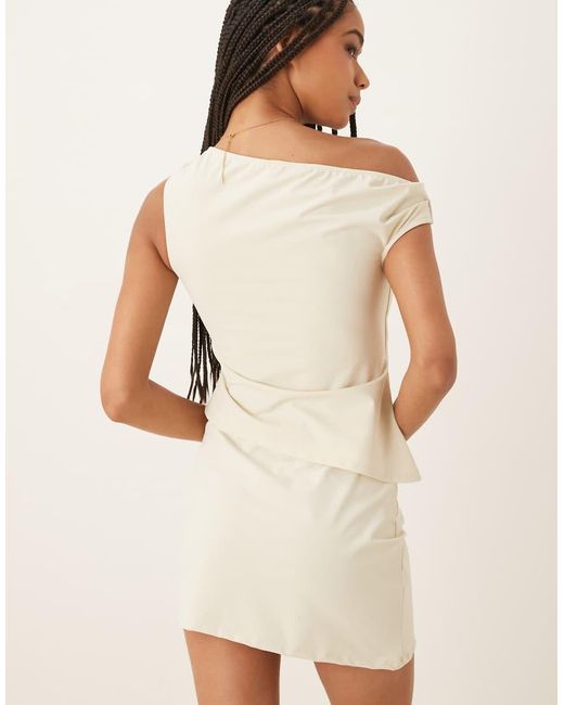ASOS Natural Co-ord Twist Off Shoulder Top