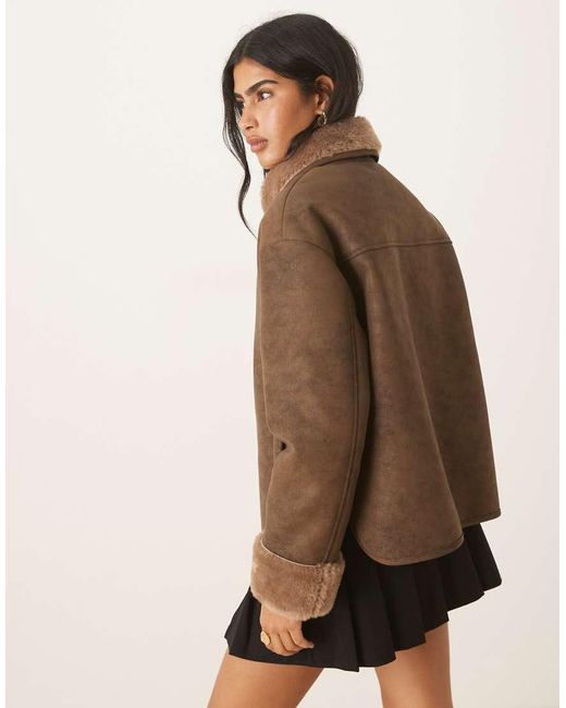 Cappotto Corto Color Mocha Con Colletto di ASOS in Brown