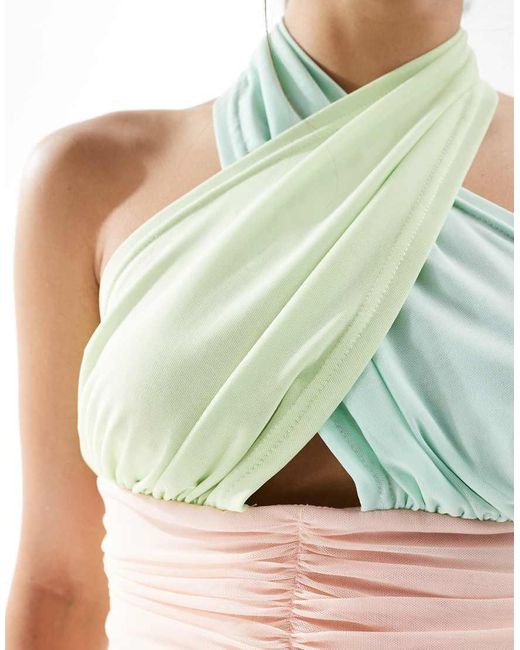 Collective The Label Multicolor Cross Over Halterneck Top