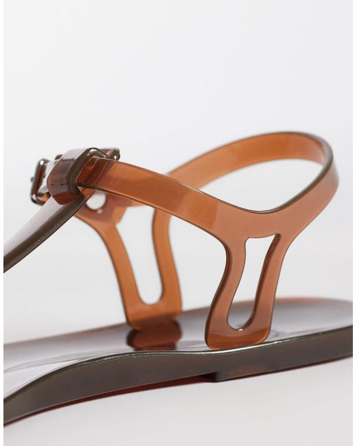 Mango Brown Toe Post Jelly Sandal
