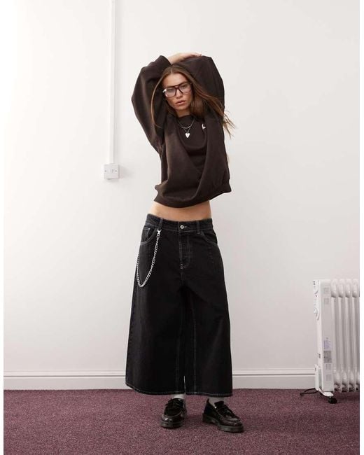 Collusion Black Denim Culotte