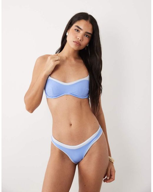 Tala Blue Contrast Underwired Bikini Top