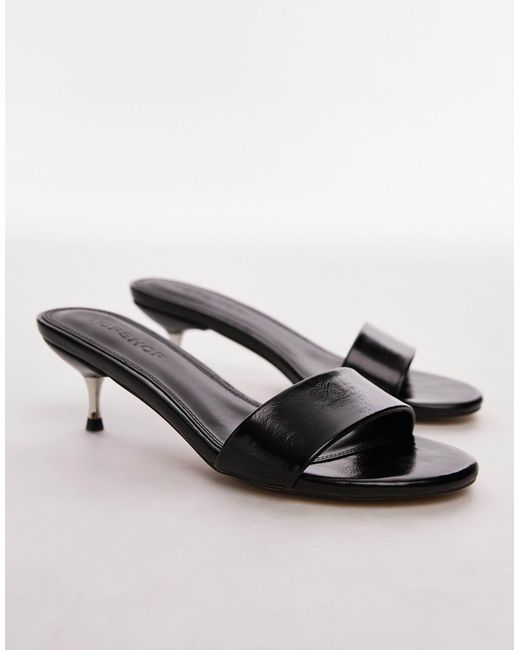 TOPSHOP Black Izz Rounded Mid Pin Heel Mules