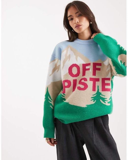 ASOS Green Off Piste Ski Scenic Sweater