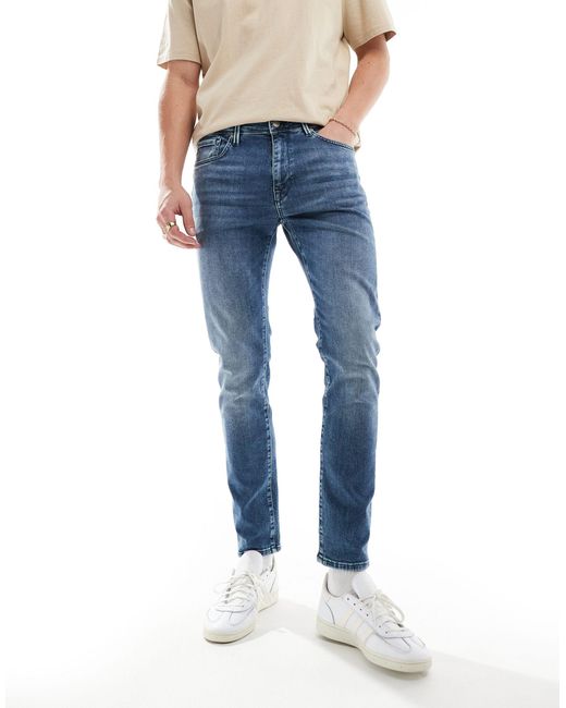 SELECTED – leon – schmal geschnittene jeans in Blue für Herren