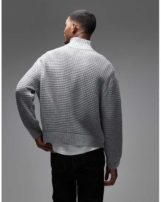 Collusion Gray Knitted Zip Through Jumper for men