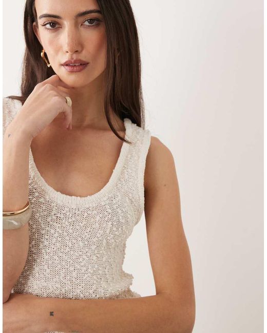 ASOS Natural Knitted Boucle Scoop Maxi Dress