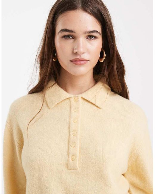 New Look Natural Button Polo Jumper