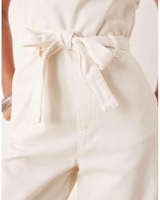 Tuta Jumpsuit A Fascia Bianca di Mango in Natural