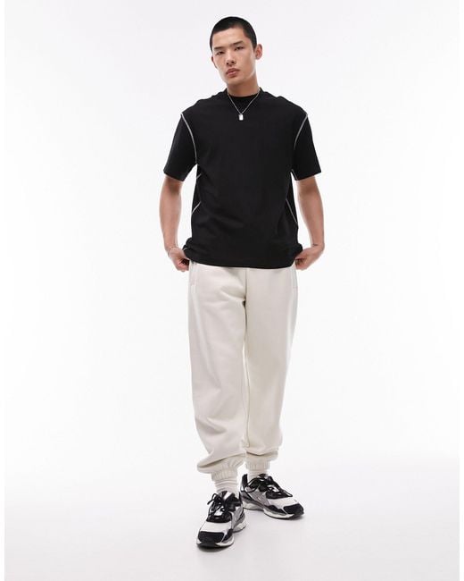 Topman Black Extreme Oversized Fit T-shirt With Contrast Stitch for men