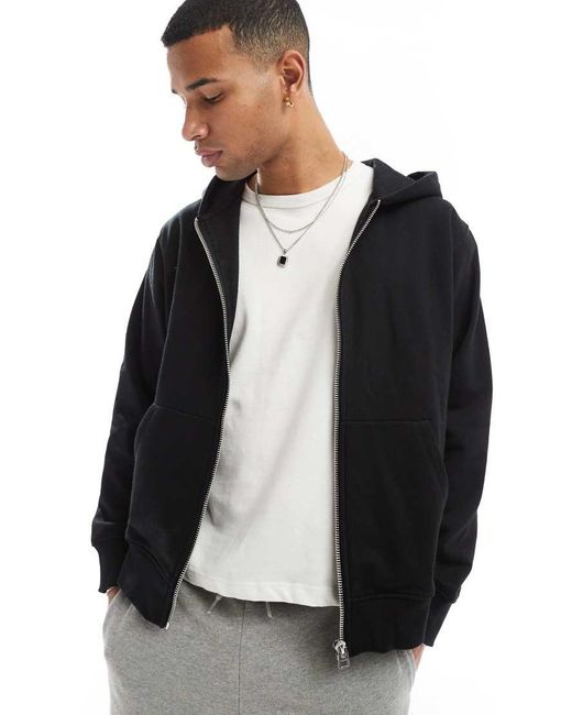 Jack & Jones Oversized Hoodie Met Rits Van 400Gsm Zware Stof in het Black voor heren