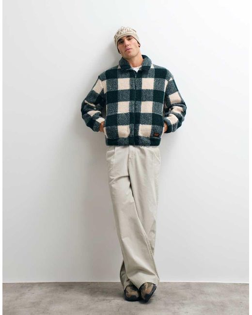 Parlez Green Province Check Borg Jacket for men