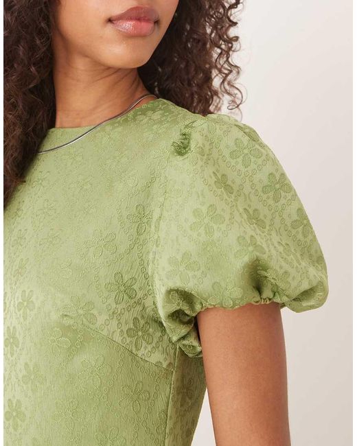 Sister Jane Green Puff Sleeve Bubble Hem Maxi Dress
