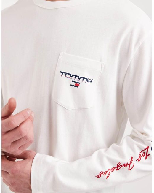 Tommy Hilfiger White Relaxed Fit Long Sleeve T-Shirt for men