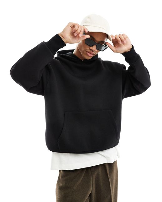 Sweat à capuche ultra-oversize en néoprène épais ASOS pour homme en coloris Black