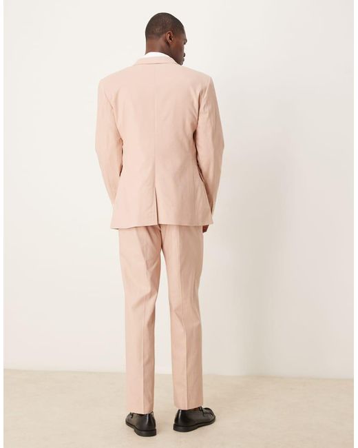 Pantalones De Traje Rosa Empolvado De Corte Recto De Mezcla De Lino De ASOS de hombre de color Pink